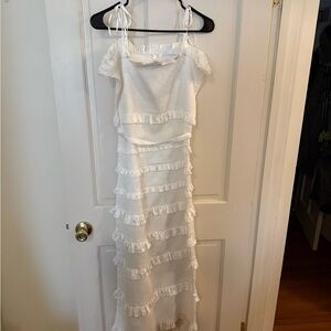 V. Chapman Elegant Cream Ruffle Dress